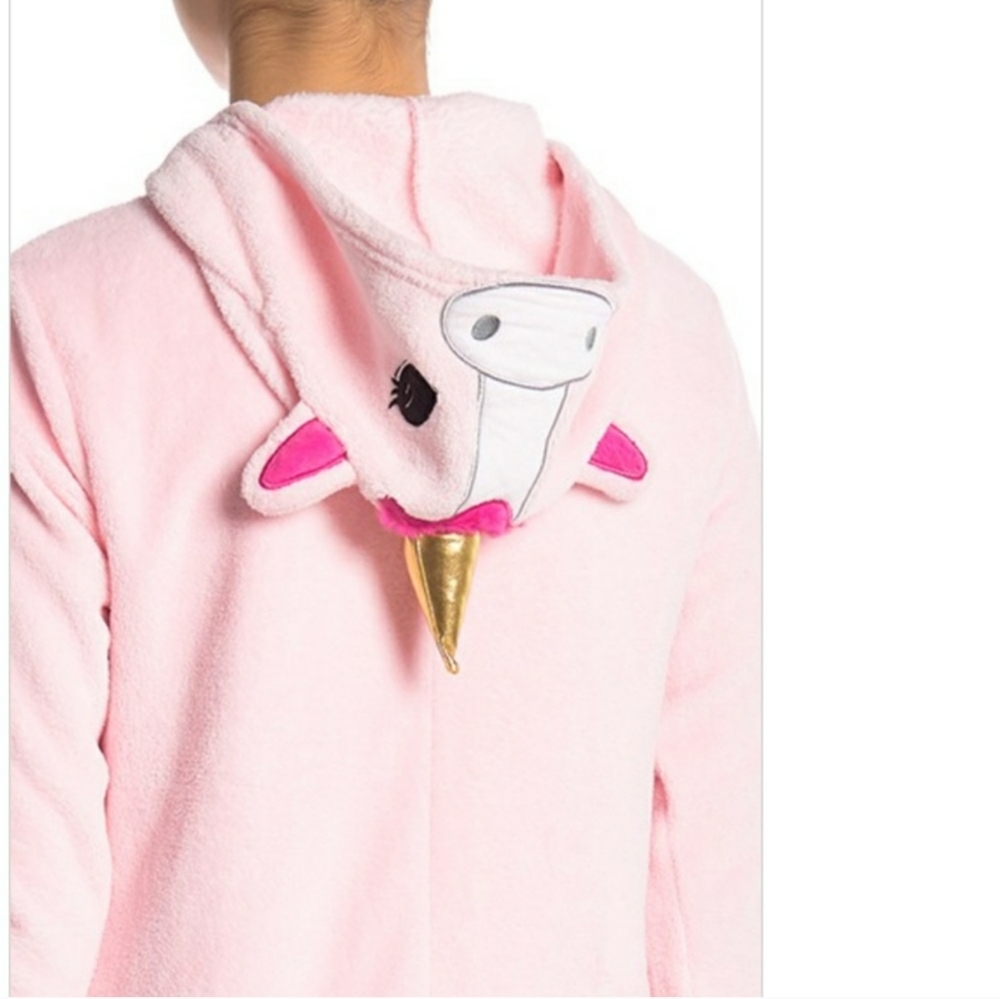 PJ Couture Pink Unicorn Plush 1-Pc Hooded Jumpsuit Jumper - NWT